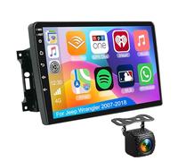 Autoradio Android 14 per Jeep Wrangler 2007-2018 con CarPlay wireless/Android Auto Touch Screen da 10 pollici Radio Bluetooth 5.0 Navigazione GPS WiFi DSP Controllo del Volant + Telecamera Posteriore(