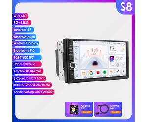 AutoRadio Android 2 Din per AutoRadio multimediale Stereo universale lettore Video Carplay USB DSP navigazione GPS schermo per auto da 7 pollici