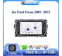 4G Android 14 2Din Radio Lettore multimediale per auto 2 Din 7 pollici Autoradio per Ford Focus S-Max Mondeo Galaxy C-Max Kuga Navi GPS RDS S8 (8G 128G) Black