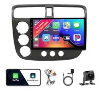 Autoradio con Schermo stereo per Honda Civic 2001-2005 Manuale AC Android 13 9" IPS Touch Screen Car Radio Kit di aggiornamento cruscotto CarPlay Android Auto Navigazione GPS Telecamera(8Core 2+32 GB)