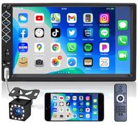 Autoradio da 7 pollici doppio DIN Bluetooth 5.1 touch screen radio FM, telecamera di backup/supporto specchio link/chiamate in vivavoce, telecomando al volante (SWC)/lettore subwoofer MP3/MP4/MP5
