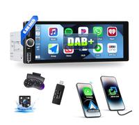 Autoradio DAB+ 1 Din Android 13 avec Carplay & Android Auto, lecteur MP5, radio à écran tactile HD de 6,86 pouces en verre trempé avec Bluetooth, FM/RDS, SWC EQ, MirrorLink+caméra arrière&Micro