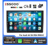 Autoradio ESSGOO 9" Android 14 4+64G con Wireless Carplay per Audi A4 S4 RS4 RNS-E Seat Exeo, GPS Navigazione SAT RDS Wi-Fi USB SWC Lettore Multimediale