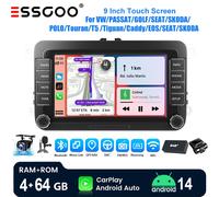 Autoradio ESSGOO Android14 7" 4+64 GB / 2+32 GB per VW Golf 5 6 Passat Polo Touran Tiguan Caddy EOS T5 SEAT SKODA CarPlay Wireless Android Auto GPS WiFi RDS FM Bluetooth Mirror Link Controlli al