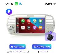 Autoradio Fiat 500 2007-2015 1G+32GB CarPlay-AndroidAuto Wireless + Retrocamera.