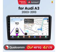Autoradio Junsun con chip Qualcomm 8-Core Android 14 per Audi A3 8P 2003 2004 2005 2006 2007 -2013, CarPlay wireless, stereo, schermo HD, telecamera a 360°.