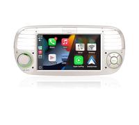 Autoradio per Fiat 500 2007-2015 Radio con Wireless CarPlay e Android Auto 7 Pollici Schermo Stereo(Bianco)