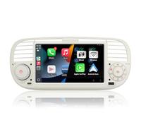 Autoradio per FIAT 500 radio con schermo touchscreen USB Bluetooth FM/AM Linux Sistema doppio din stereo auto con Carplay wireless/Android Auto bianco