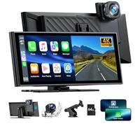 Autoradio Portatile con A-pple Carplay Android Auto con Dash Cam Anteriore Posteriore 4K+1080P, Wireless Autoradio 9,26 Pollici Touchscreen, Car Audio Radio con Mirror Link/Bluetooth 5.0/FM/AUX/64G TF