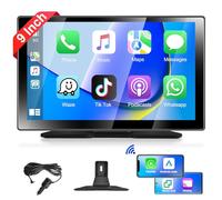 Autoradio Portatile con Touchscreen IPS da 9" di Grandi dimensioni con A-pple Carplay e Android Auto, Podofo Carplay con Trasmettitore Bluetooth/FM per Auto/SUV/Furgoni/Pick-up e Camion, 7V-32V