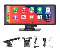 Autoradio portatile con Wireless CarPlay e Android Auto, lettore multimediale touchscreen HD IPS da 9,3" con supporto per telecamera di backup a 12 LED Trasmettitore FM MirrorLink Bluetooth