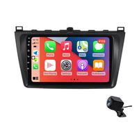 Autoradio Radio ZGYBDH per Maz-da 6 2008-2012, Doppio DIN 9 pollici HD Touchscreen Autoradio Wireless Carplay Android Auto GPS WiFi Bluetooth Specchietto retrovisore Linkm, Comandi al volante.