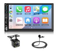 Autoradio Senza fili Carplay da 7 pollici 2 DIN Android Auto, Podofo Autoradio touch screen Bluetooth FM Radio EQ Manopola del volume Mirror Link USB+Telecamera posteriore