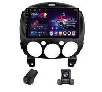 Autoradio stereo doppio DIN con touchscreen da 9 pollici per Mazda 2 DE 2007-2014, telecamera di retromarcia, Bluetooth/radio FM, AM RDS, WIFI/comandi al volante, supporto DSP Car AutoPlay Android Aut