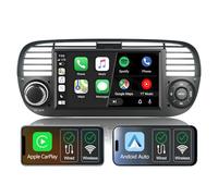 Autoradio wireless carplay per Fiat 500 2007-2015,Schermo IPS da 7",Stereo Fiat 500 supporta Android auto e Mirrorlink,SWC originale,Bluetooth,Microfono,AM FM RDS,USB,DSP/Subwoofer,navigatore (nero)