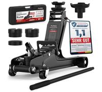 AUTORIA Cric idraulico piatto con valigia, 3 cuscinetti in gomma e adattatore, per auto e veicoli in profondità, portata fino a 2.500 kg