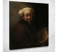 Autoritratto Come L'Apostolo Paolo Rembrandt van Rijn, rvr178 quadro stampato su tela, fine art, assemblato pronto da appendere 40x32 cm