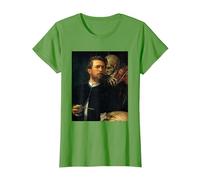 Autoritratto con la Morte Che Suona Il Violino Arnold Bocklin Maglietta, Donna, Erba, 3XL