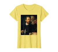 Autoritratto con la Morte Che Suona Il Violino Arnold Bocklin Maglietta, Donna, Limone, 3XL
