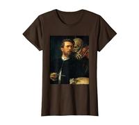Autoritratto con la Morte Che Suona Il Violino Arnold Bocklin Maglietta, Donna, Marrone, M