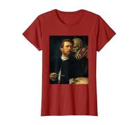 Autoritratto con la Morte Che Suona Il Violino Arnold Bocklin Maglietta, Donna, Mirtillo Rosso, M