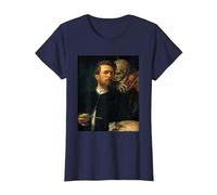 Autoritratto con la Morte Che Suona Il Violino Arnold Bocklin Maglietta, Donna, Navy, L