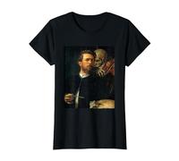 Autoritratto con la Morte Che Suona Il Violino Arnold Bocklin Maglietta, Donna, Nero, L