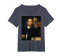 Autoritratto con la Morte Che Suona Il Violino Arnold Bocklin Maglietta, Donna Plus-Size, Pervinca, 1X