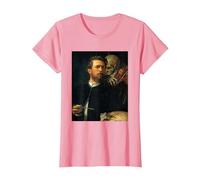 Autoritratto con la Morte Che Suona Il Violino Arnold Bocklin Maglietta, Donna, Rosa, XS