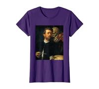 Autoritratto con la Morte Che Suona Il Violino Arnold Bocklin Maglietta, Donna, Viola, 3XL