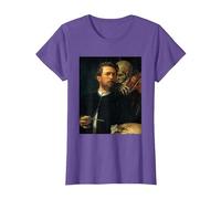 Autoritratto con la Morte Che Suona Il Violino Arnold Bocklin Maglietta, Donna, Viola mélange, M