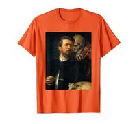 Autoritratto con la Morte Che Suona Il Violino Arnold Bocklin Maglietta, Uomo, Arancio, L