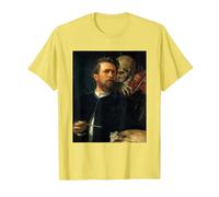 Autoritratto con la Morte Che Suona Il Violino Arnold Bocklin Maglietta, Uomo, Limone, 3XL