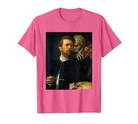 Autoritratto con la Morte Che Suona Il Violino Arnold Bocklin Maglietta, Uomo, Rosa mélange, L