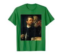 Autoritratto con la Morte Che Suona Il Violino Arnold Bocklin Maglietta, Uomo, Verde Mela, 3XL