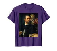Autoritratto con la Morte Che Suona Il Violino Arnold Bocklin Maglietta, Uomo, Viola, 3XL