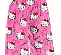 Autorizzato da Sanrio per Hello Kitty, questo set in flanella kawaii da donna Hello Kitty uno stile Y2K rosa . e confortevole, questi pantaloni anime casual un regalo per l'.