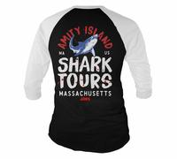 Autorizzato JAWS - Amity Island Shark Tours Baseball 3/4 Maniche T-Shirt UK -