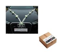 Autoschmuck Organza M Auto sposi Rose Decorazione Auto Gioielli Matrimonio Car Auto Wedding Decorazione Ghirlanda PKW (Ecru/Ecru)