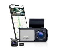 AUTOSKY Dual Dashcam 4K con GPS e WLAN, fotocamera frontale 4K Ultra HD, fotocamera posteriore 1080P, grandangolo 140°, sensore G, registrazione loop e time-lapse, visione notturna, rilevamento del