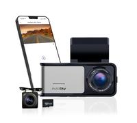 AUTOSKY Dual Dashcam 4K con GPS e WLAN, fotocamera frontale 4K Ultra HD, fotocamera posteriore 1080P, grandangolo 140°, sensore G, registrazione loop e time-lapse, visione notturna, rilevamento del