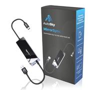 AutoSky Mirror Sync AMS-1 | Adattatore wireless CarPlay e dispositivo di mirroring dello schermo per smartphone | USB-A e USB-C | Converte CarPlay cablato in wireless | Connessione Plug & Play