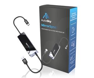 AutoSky Mirror Sync AMS-1 Wireless CarPlay e Mirroring USB-A USB-C