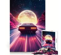 Autostrada al neon verso la Luna - Puzzle da 1000 pezzi per adulti - Gioco di abilità mentale - Facile da assemblare - Regalo stagionale (38x26cm)