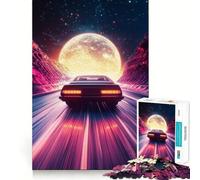 Autostrada al neon verso la Luna - Puzzle da 1000 pezzi per adulti - Gioco di abilità mentale - Facile da assemblare - Regalo stagionale (38x26cm)