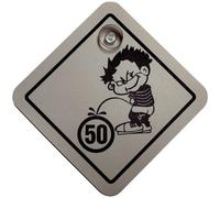 AUTOSTYLE 1/07036 - Adesivo per Auto, Motivo: Cartello con Bambino e Limite dei 50, 16 X 16 cm, Colore: Bianco