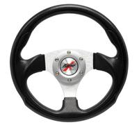 AutoStyle - Coprivolante in PU, dimensioni 295 mm, colore: Nero/Argento