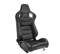 Sedile Sportivo 'RK' - Finta pelle Nero + Cucitura Rossa - reclinabile doppia regolazione - incl. Slitte
