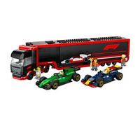 Lego city 60445 autotrasportatore f1 con monoposto rb20 e amr24 f1 - camion giocattolo con 2 modelli di auto e 5 minifigure