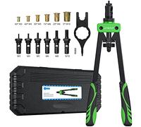 AUTOUTLET 14" Rivettatrice Professionale a Doppia Impugnatura Kit Pistola a Rivetti con 6pz Mandrini Metrici Intercambiabili e 150pz Rivetti Dadi Filettati M3 M4 M5 M6 M8 M10